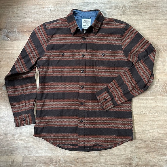 Lands End Blake Shelton Heavyweight Button Up Cotton Striped Western Size M - Picture 1 of 8